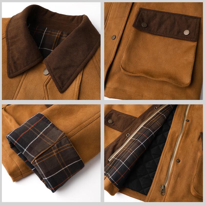 Handu Yishe Damen Jacke aus Wildlederimitat mit Wattierung
