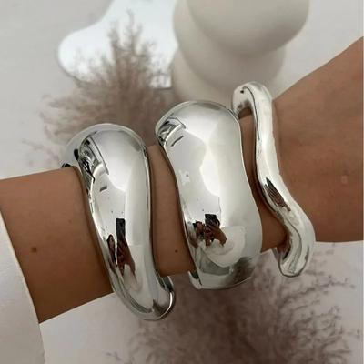 Bracciali Vintage con Polsino Largo Hip Hop Punk Colore Oro Geometrici Metallici Elastici per Donne Braccialetti Uomini Gioielli