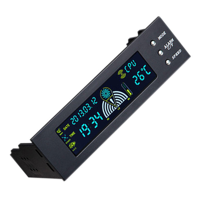 5.25inch Fan Speed Controller Computer Fan Temperature Sensor LCD Front Panel Date Time Drive
