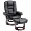 135 Degree Reclining Armchair High Comfort 360 Degree Swivel With Footrest Synthetic Black Upholstery
