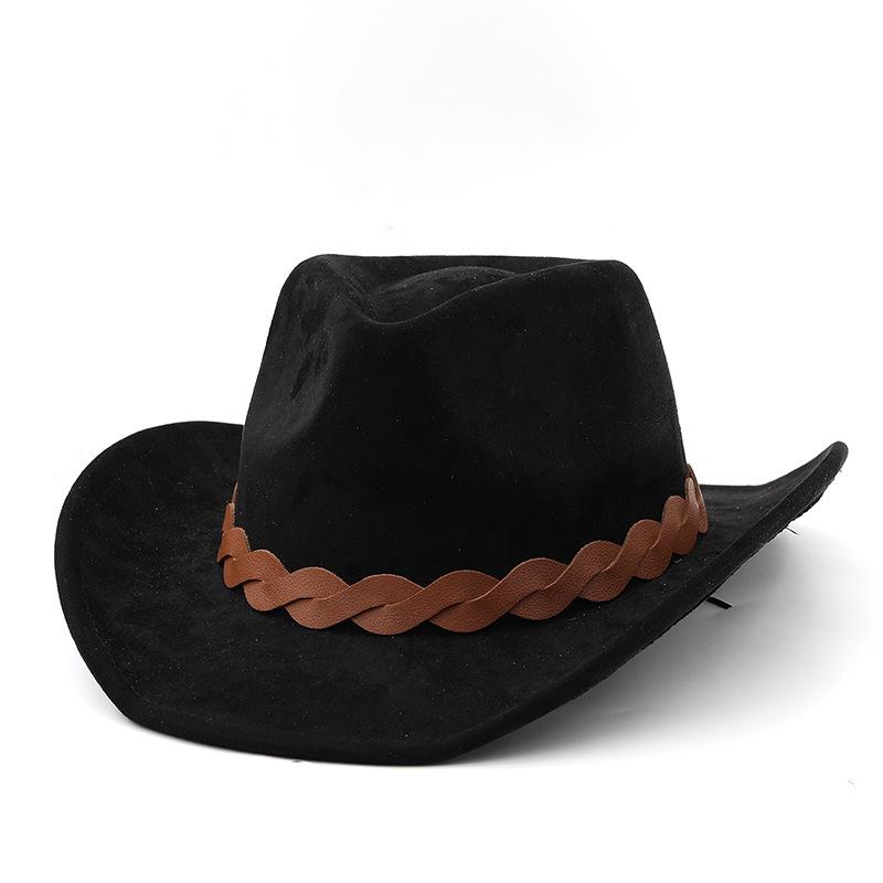 Nouveau chapeau européen et américain en laine suède chapeau de couple homme et femme chapeau haut de forme western cowboy en laine