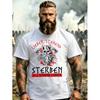 Men'S T-Shirt Black Viking Skull With Axes And German Text Lieber Stehend Sterben Als Kniend Leben Battle Scene Design For Outdoor Events And Casual
