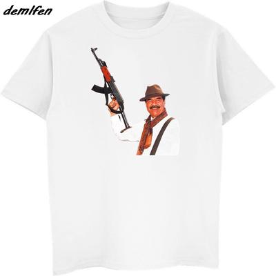 Saddam Hussein AK47 Print T-Shirt 41 Shirt Irak Armee Streitkräfte T-Shirt Herren Kurzarm Rundhals Shirt Coole T-Shirts Oberteile
