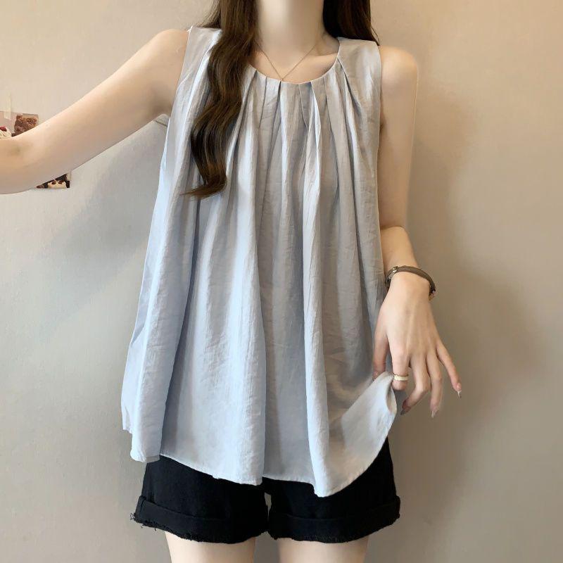 Plus Size Sleeveless Round Neck Vest - Summer 2026 Loose Slimming Top for Women