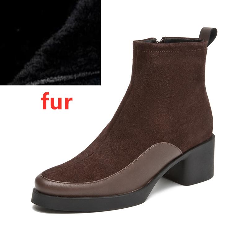 

Жіночі короткі чоботи Натуральна шкіра Масивний каблук Чоботи на високих підборах Жіночі Великий розмір Гострий носок Жіночі черевики до щиколотки 39