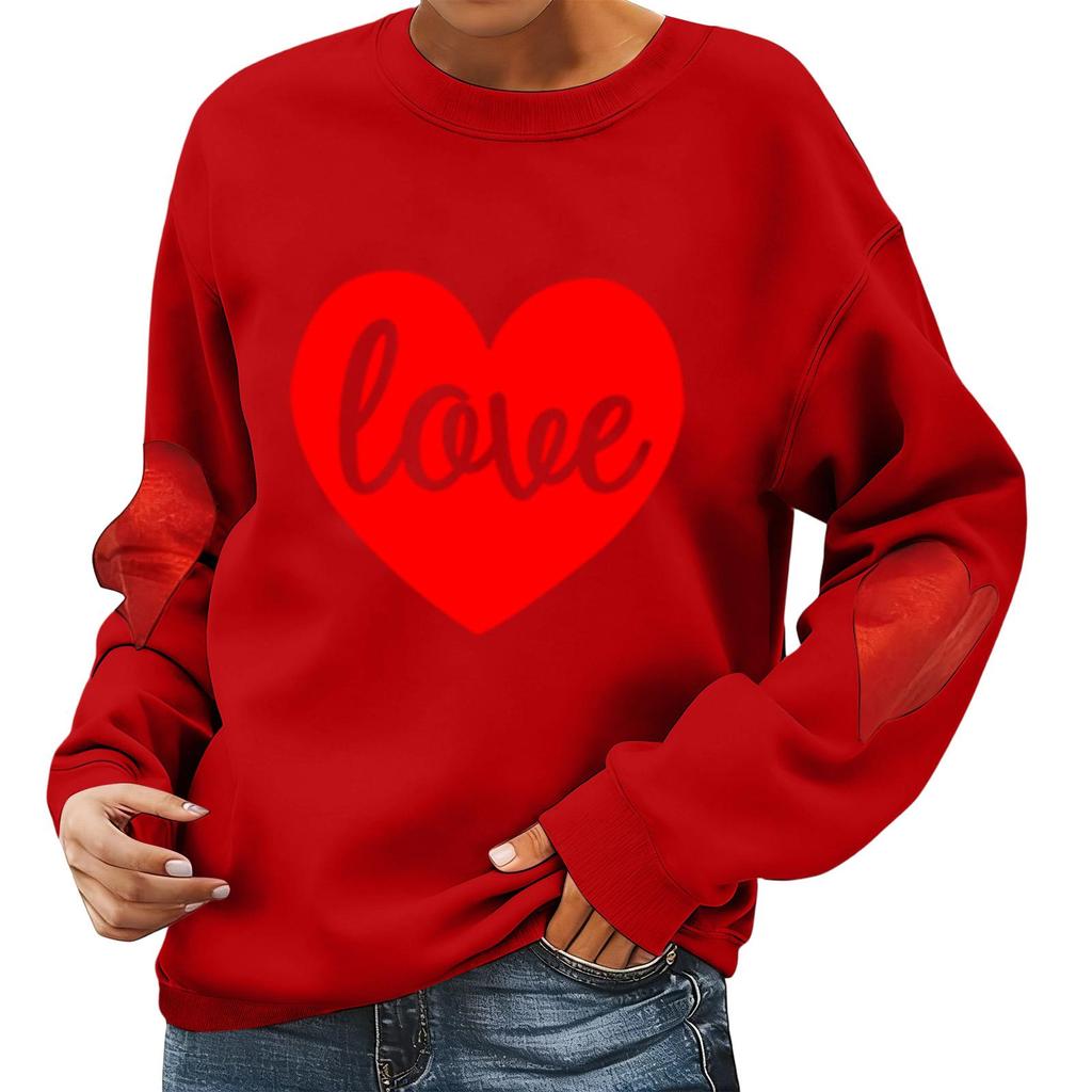 Damen Valentinstag Bedruckter Lässiger Langarm Sport-Hoodie Top