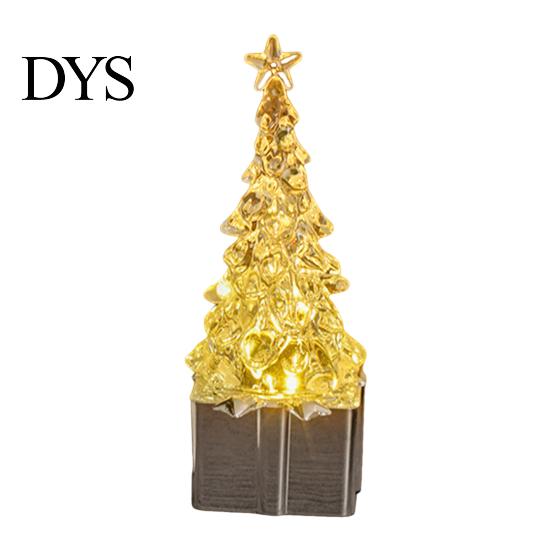 Christmas Party Atmosphere Decor Mini LED Light Up Faux Crystal Tree Figurine, Lighted Xmas Safe for Children Table Centerpiece with Gift Box