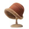 Autumn and Winter Lamb Wool Fisherman Hat for Women Casual and Fashionable Thickened Plush Curling Hat Large Brim Warm Ear Basin Hat for Men