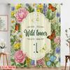 2pcs 2D Flat Printing Curtains Wildflower Birthday First Butterfly Polyester Without Electricity Holiday Decorations for Parties