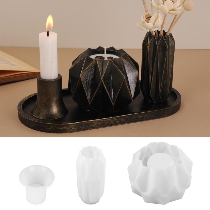 Stylish Vase Candlestick and Storage Jar Mould Multifunctional Candle Base Mould Unique Tabletop Decoration Making Mold