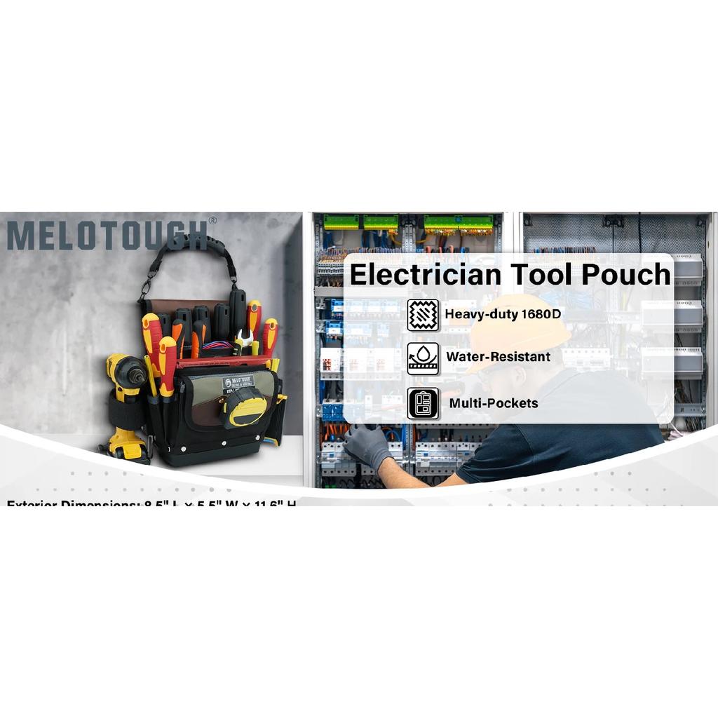 Hard Bottom Tool Pouch with Belt Clip, Open Top Electrician Tool Bag for HVAC Technician Carpenter Plumber Maintenance Service