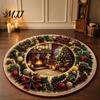 Festive Round Mat for Christmas 3D Rug, Optical Illusion Area Santa Gnome Floor Holiday Decor Pattern, Non-slip Living Room Entryway Porch Durable Rug