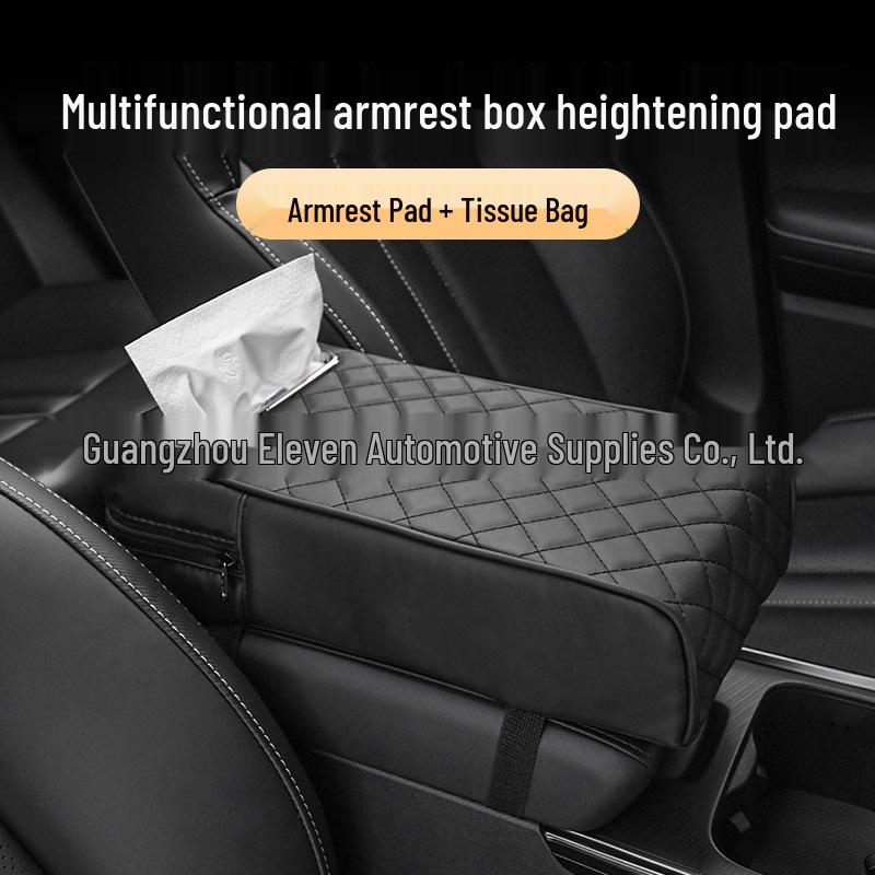 Universal Memory Foam Car Armrest Heightening Pad & Protective Tissue Box Cover