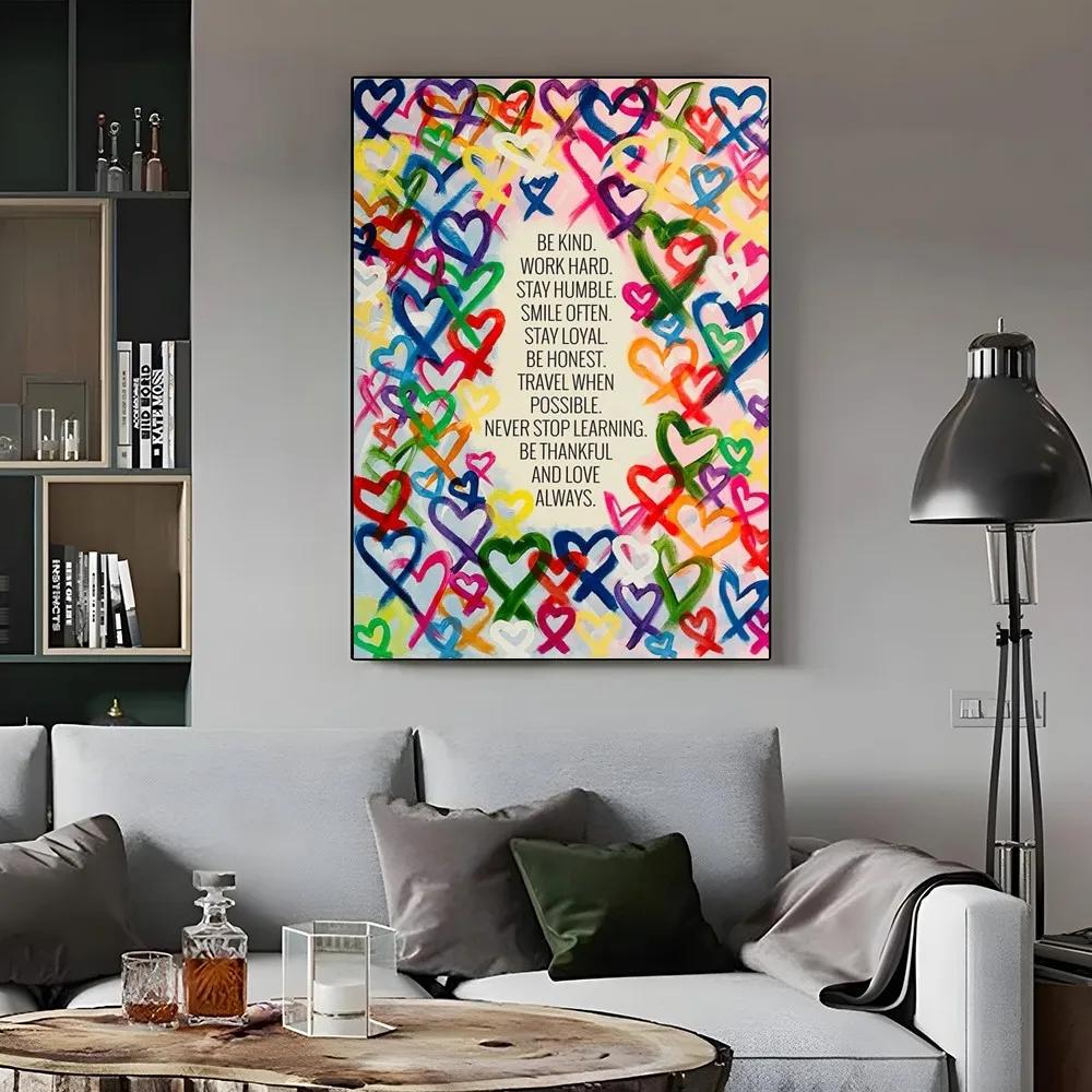 1pc Modern Be Kind and Love Always   Poster Paper Print Home Bedroom Entrance Bar Cafe Art Painting Decoration