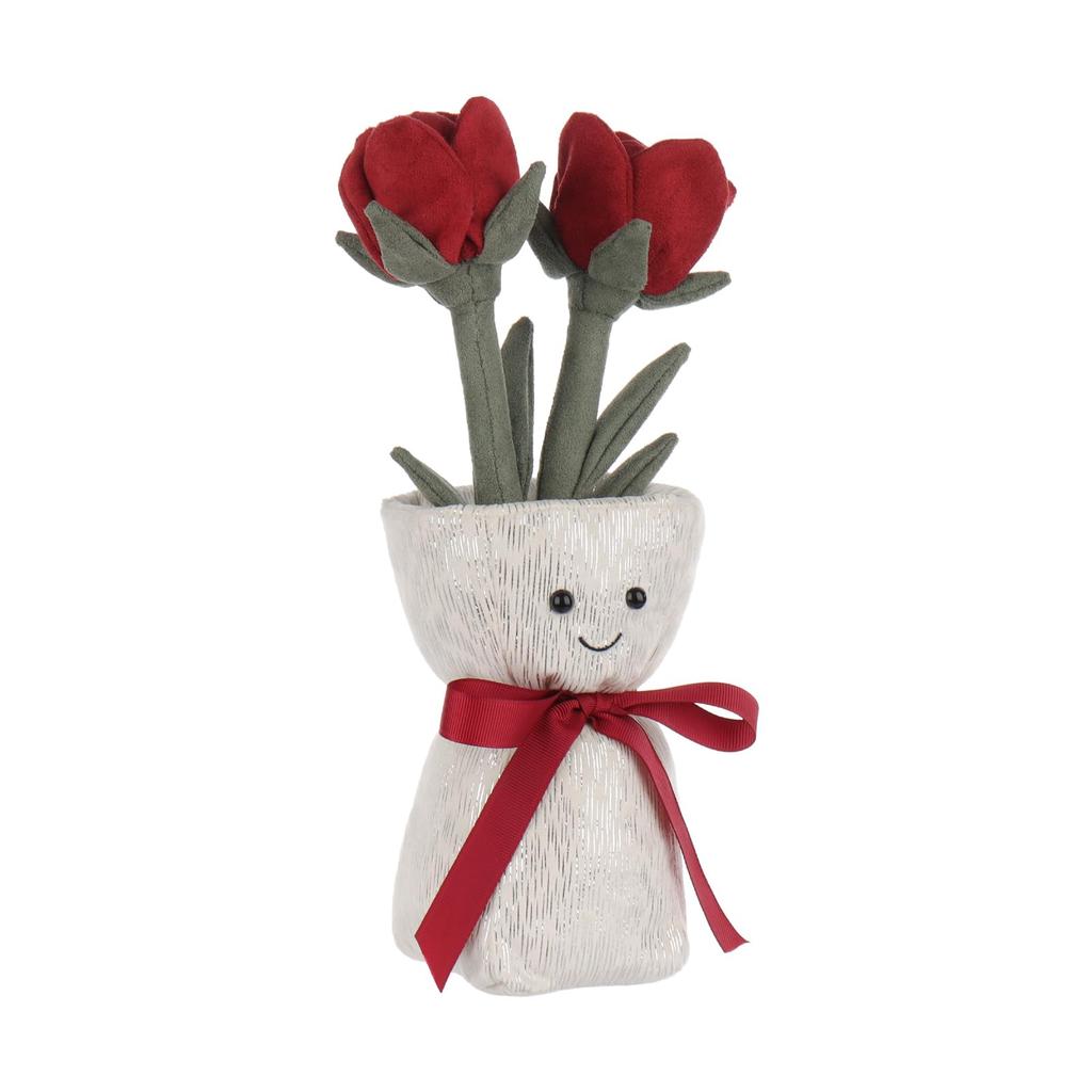 Apricot Lamb Rose Vase Children's Plush Animal, Soft and Cute Stuffed Animal for Babies and Boys, Plush Rose Vase 30cm