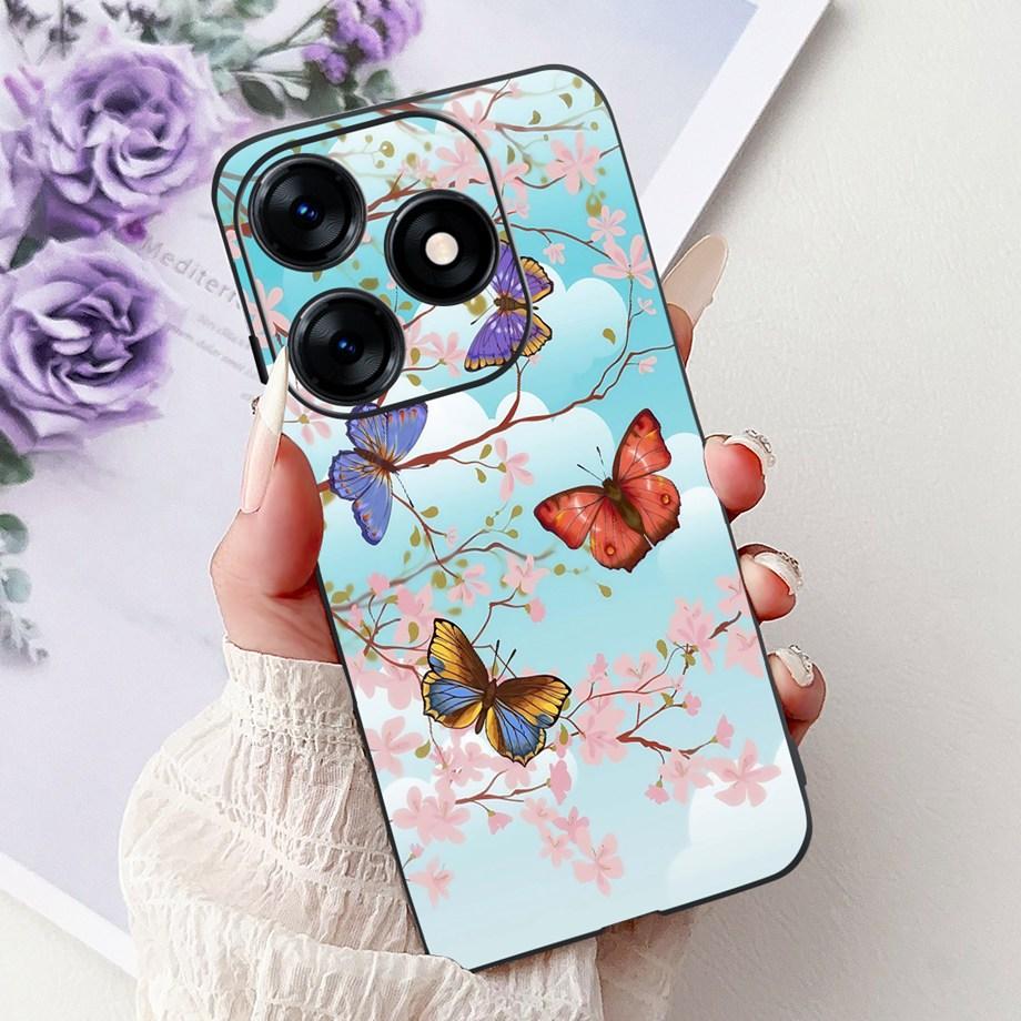 Luxury Matte Silicone Soft Case For Tecno Spark 10c 10 Pro Spark10 4G 5G KI5k KI5q KI7 KI8 Capa Flower Loving Heart Bowknot Etui