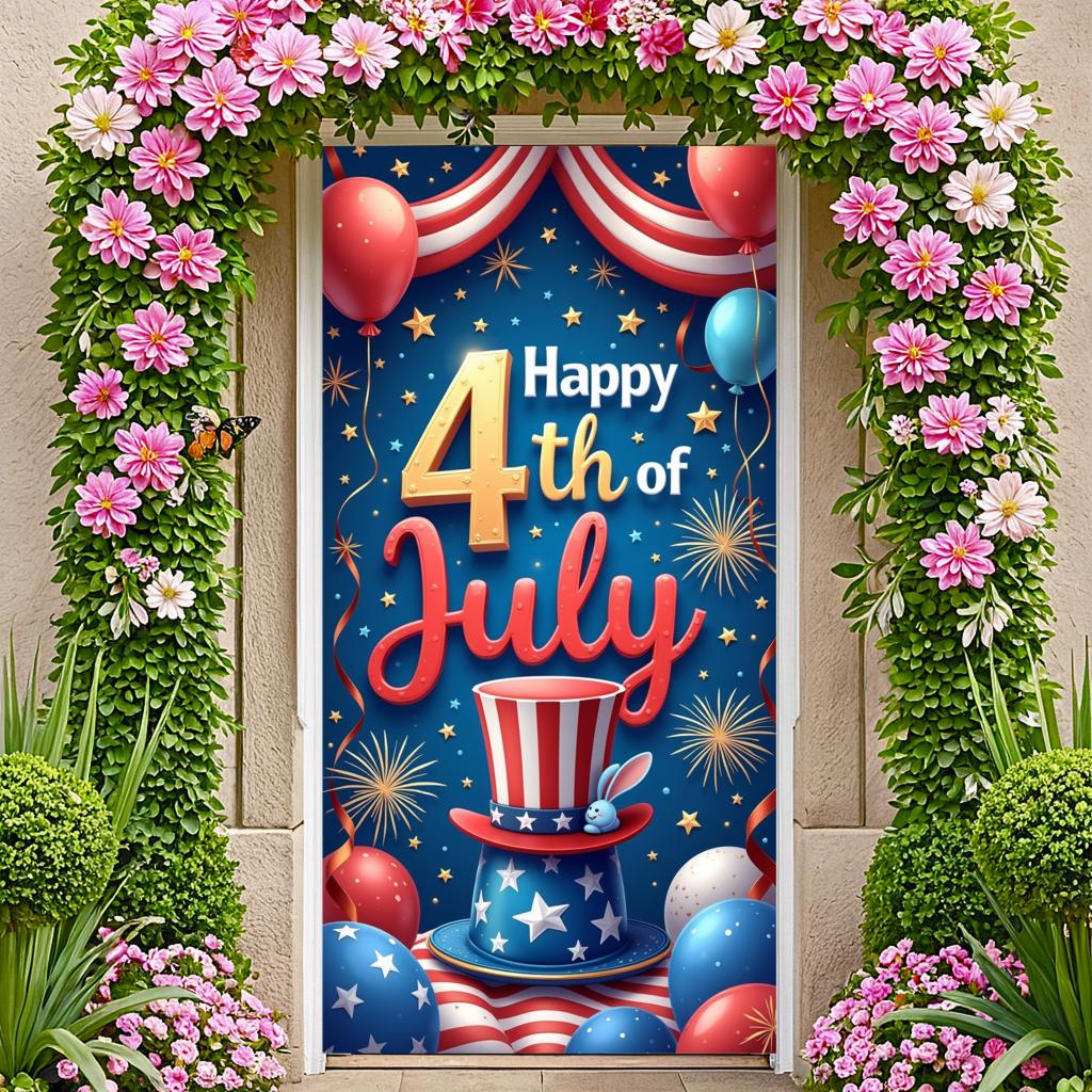 Decorative Design Happy 4th of July Celebration Banner for Holiday Party Indoor Decoration Patriotic Event