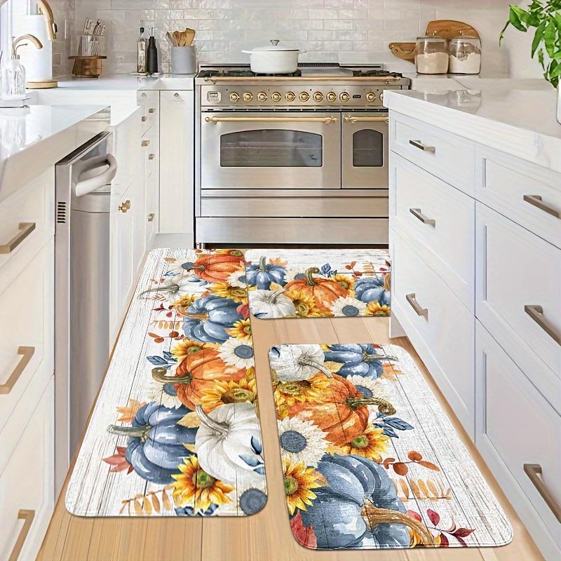 1Pcs Anti Fatigue Kitchen Rugs Autumn Harvest Print Waterproof Non-Slip Thick Cushioned Kitchen Mat Heavy Duty Comfort Standing Mat for Kitchen