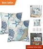 1pc 18x18 Soft Polyester Throw Pillow Covers - Nautical Starfish Seashell Design