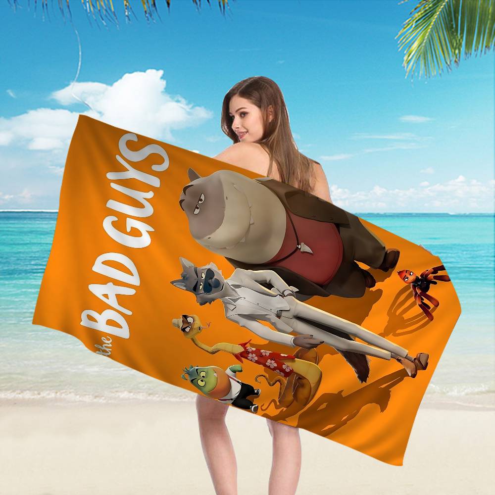 Cartoon T-The B-Bad Guys Microfiber Beach Towel Absorbent Quick dry Soft Yoga Swimming Resort Mountain Climbing Towel