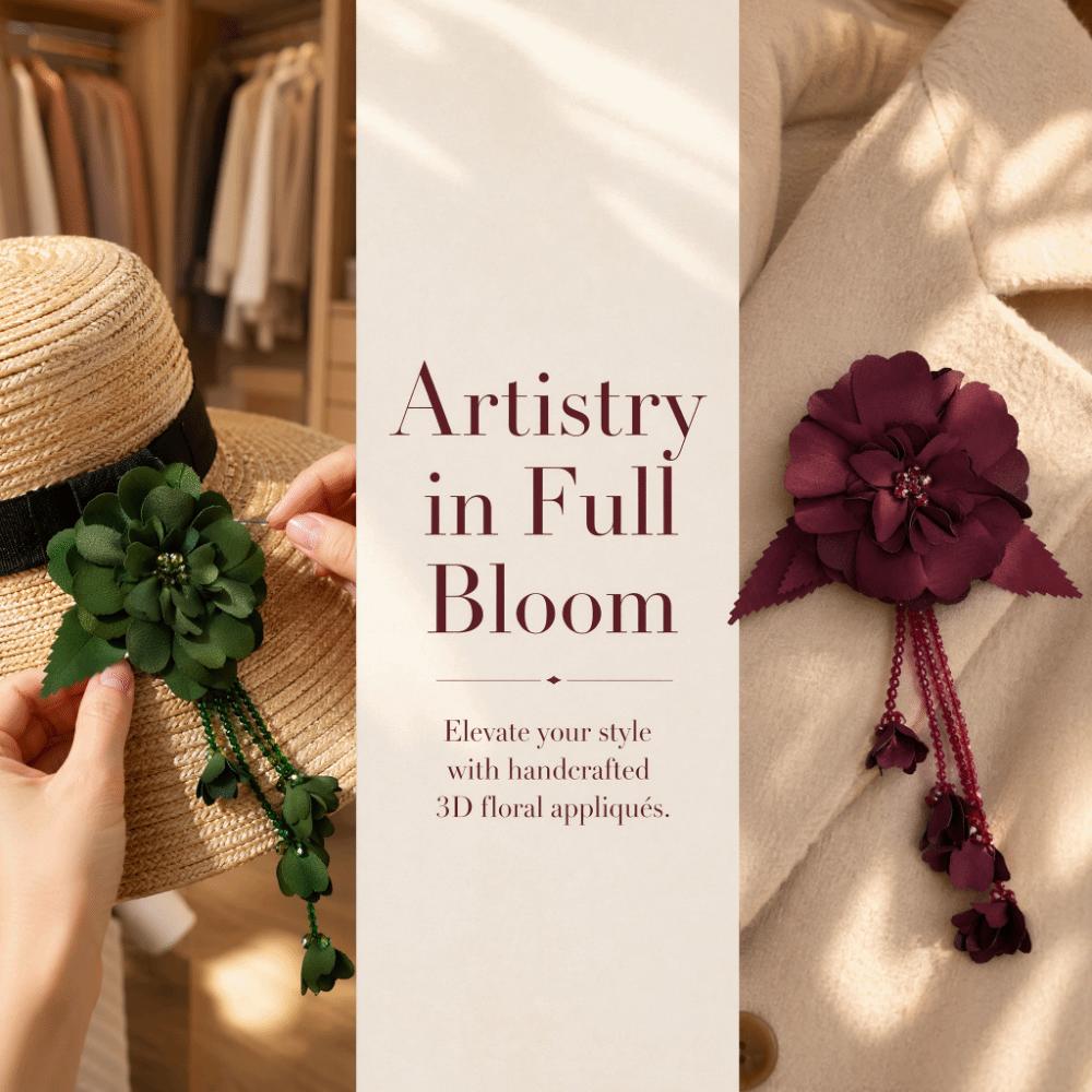 Polyester Crystal Flower Applique Flower Sew On Ornament Patch  Hair Accessories