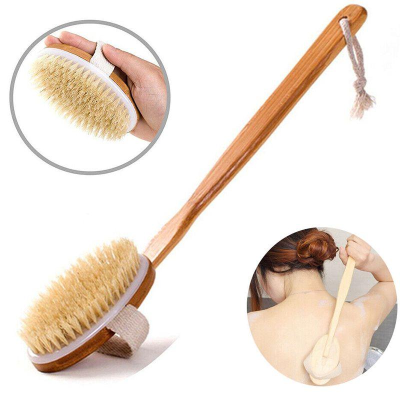 Luxuriöser Dusch-Rückenwäscher mit Naturborsten und langem Holzgriff für glatte Haut