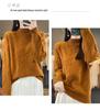 2024 Autumn/Winter Women's Half-High Neck Wool Sweater - Loose Knit Thickened Cable Base Layer