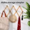 Expandable Wooden Coat Rack Wall Mount Hanger with Pegs for Hats and Mugs Space Saving Baseball Caps Organizer