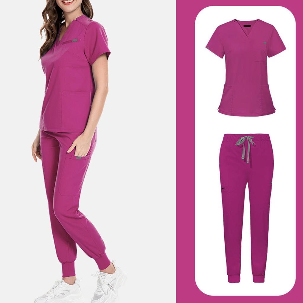 Ladies' Loose And Comfortable V-neck Long Sleeved Stand Up Collar Workwear With Multiple Pockets Suit Set