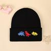 Cartoon Dinosaur Pattern Embroidery Thermal Knitted Hat Simple Autumn And Winter Fashion Thermal Basin Hat Round Hat