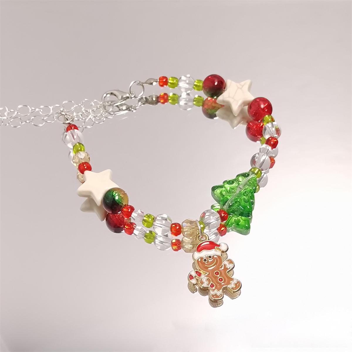 

Ручний різдвяний браслет з бісеру Ялинка для жінок чоловіків Санта Пряниковий чоловічок Сніжинка Підвіска Браслет Новорічні ювелірні вироби Подарунок