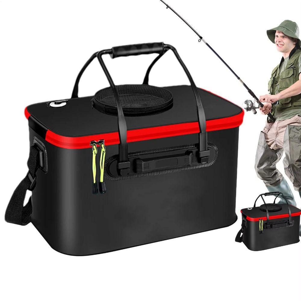 Water-Resistant Foldable Fishing Bucket Thickened EVA Fishing Tackle Bag Portable Durable Live Fish Storage Organizer