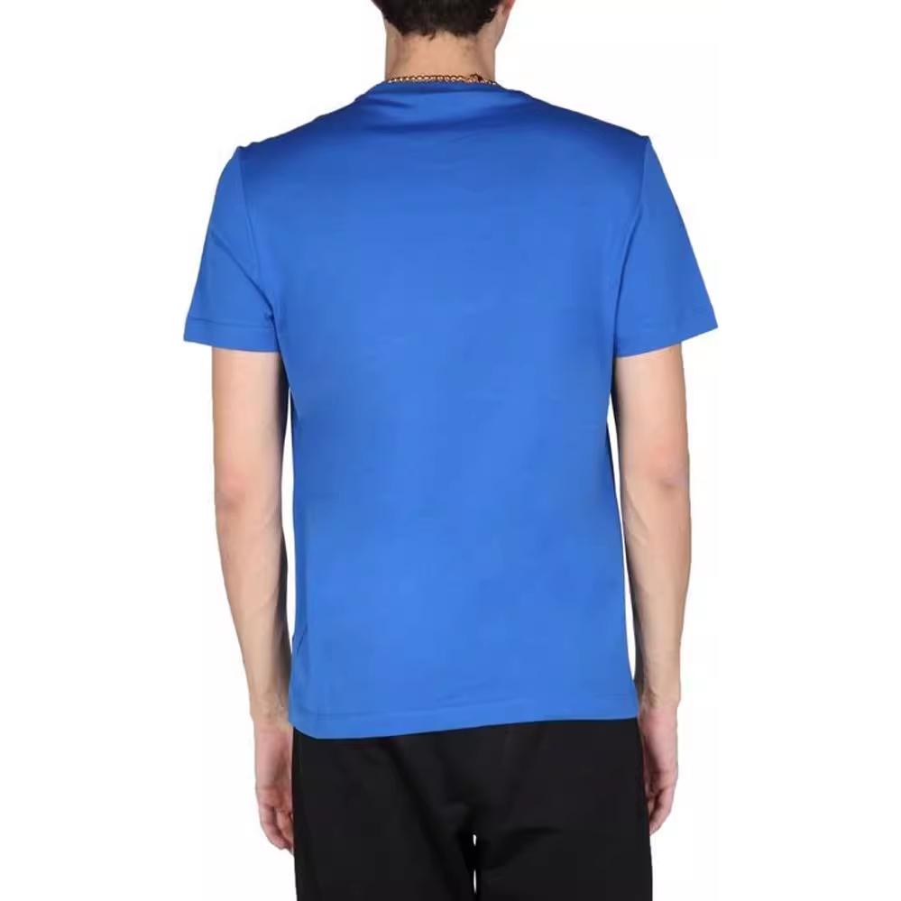 Versace Letter Logo Solid Color Round Neck Short Sleeve T-Shirt Men Tops Blue 10012881-A009221-U820