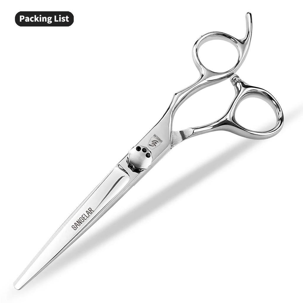 Sangelar 6 Zoll Haarschere Traceless Effilierschere Silber Professionelle Friseurschere Barber Cut Hair Tools