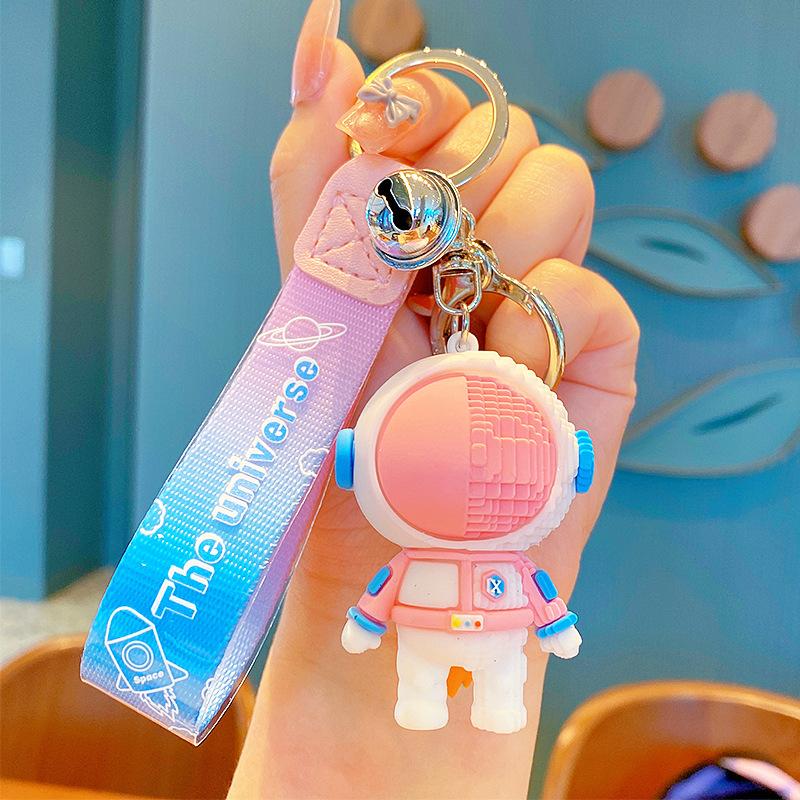 Creative Galaxy Building Block Astronaut Car Keychain Cartoon Couple Astronaut Bag Pendant Small Gift opp bag packaging