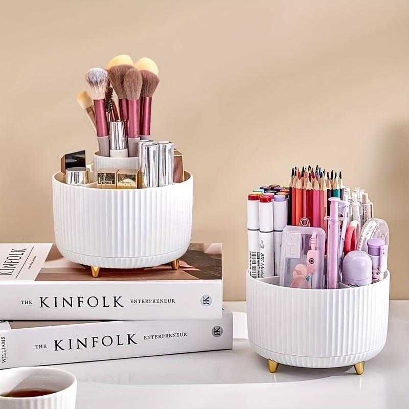 1pc Advanced rotating cosmetic storage box for easy access - durable plastic brush and skincare organizer
