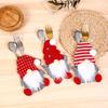 Santa Claus Pattern Cutlery Holder Utensil Bag Fork Knife Pocket Xmas Decoration