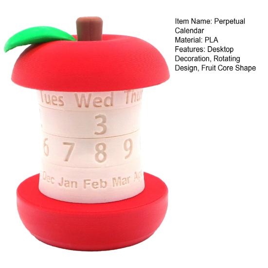 Fruit Perpetual Calendar Rotating Fruit Core Decorative Calendar Desktop Calendar with Date And Month Display for Christmas Gift Home Office
