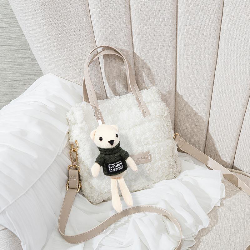 Wholesale woven handmade bag DIY wool hand-sewn bear material bag mesh fleece homemade gift for girlfriend