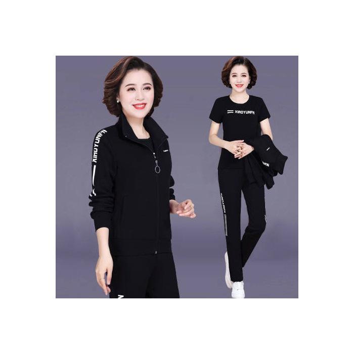 

Весна и осень 2024 Женский спортивный костюм-тройка для людей среднего и пожилого возраста 4XL