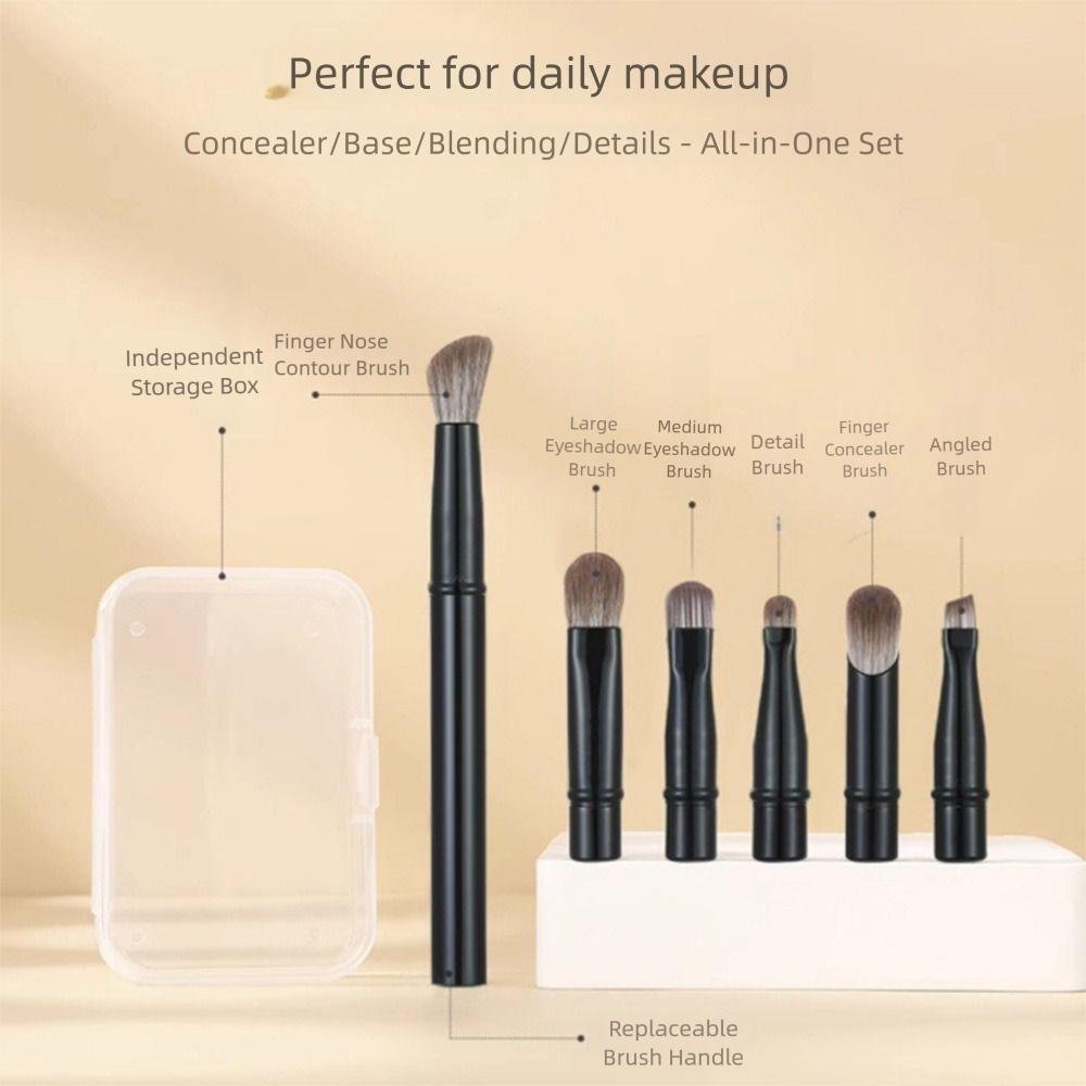 6Pcs Brushes Portable Cosmetic Brushes Set Detachable Face Cosmetic Tools Travel Use