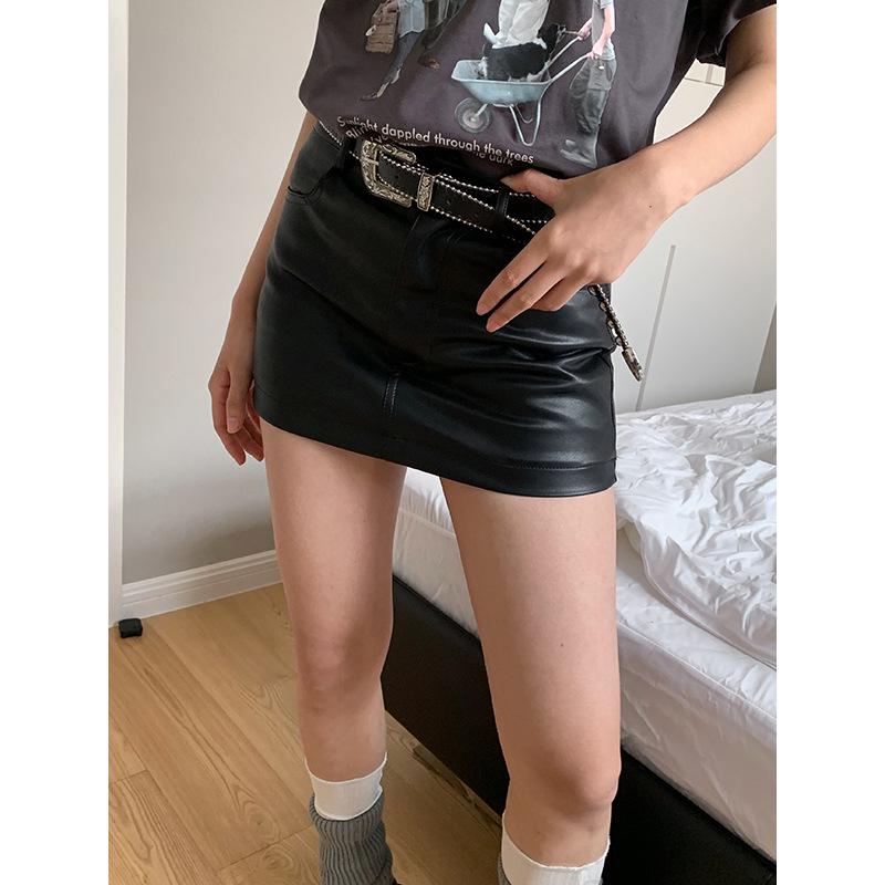 

Dorothy Summer High Waist PU Leather Slim A-Line Skirt Medium