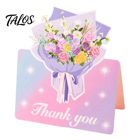 Decorative Floral Greeting Cards 10Pcs 3D Flower Thank You Card, Bouquet Best Wishes Note Appreciation Gifts for Anniversary, Mother's Day, Teachers'