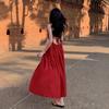Women's Sexy Backless Red Slip Dress - Perfect for Beach Vacations and Photos