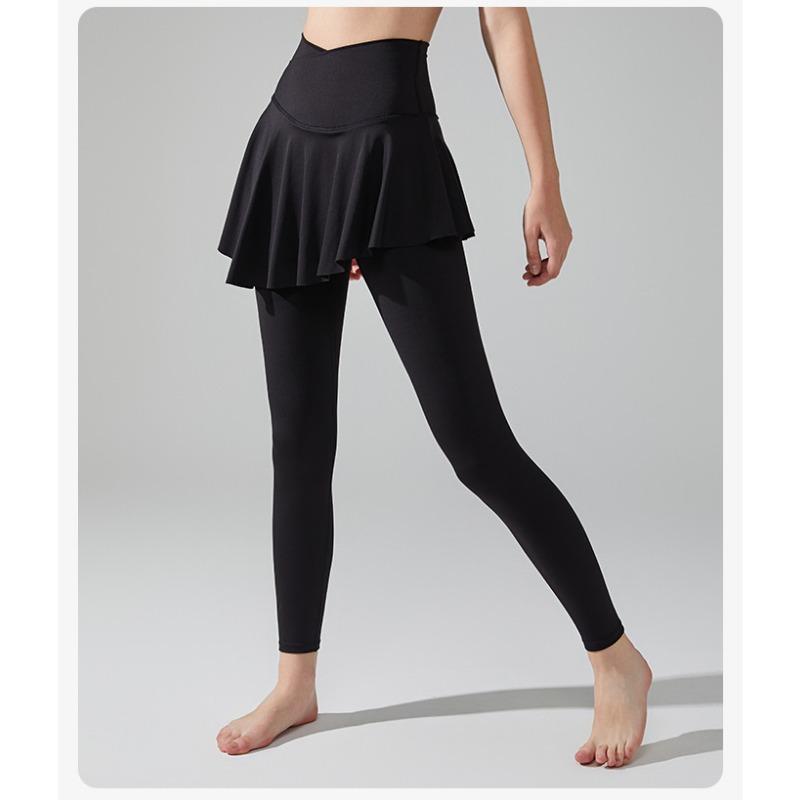 Women's Summer Lycra Sports High Waisted Hip Covering Yoga Skirt Pants Trousers