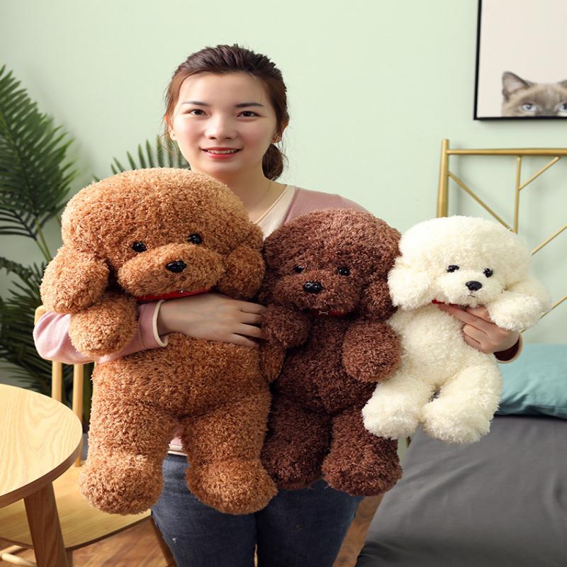 Teddybär Plüschtier Stofftier, Niedliche Lockige Welpenpuppe Sitzende Pose, Weicher Kuscheliger Begleiter Geschenk