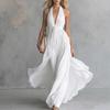 Summer women's clothing, solid color V-neck sleeveless sexy waist and thin dress, new in autumn
