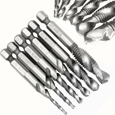 HSS Draad Spiraal Schroef Metrische Composiet Tap Boor 6 stks 1/4 Hex Shank Tap M3 M4 M5 M6 M8 M10 Houtbewerking Tool