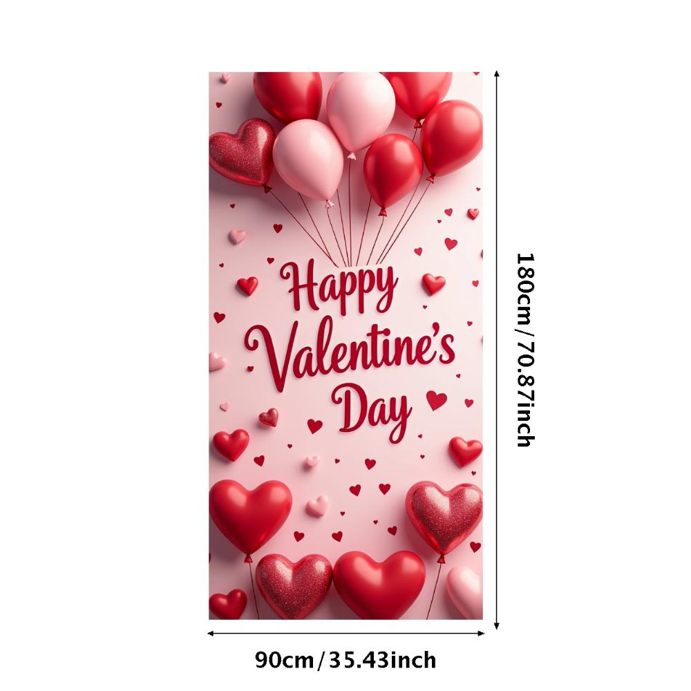 Valentine's Day Banner Backdrop Romantic Decorations Heart Background Red Love Celebration Photography Prop Party Supplies