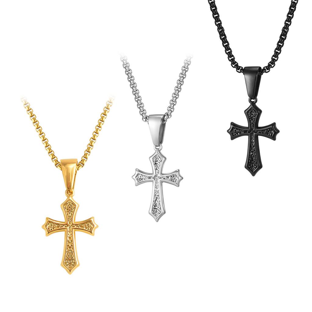 Personalized Men'S Simple Stainless Steel Cross Pendant Steel Necklace, Quanxi Water Pn-2012